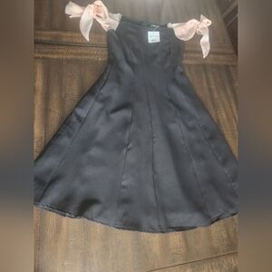 NWT Topshop Black Dress Pink Tie Sleeves Sz 2